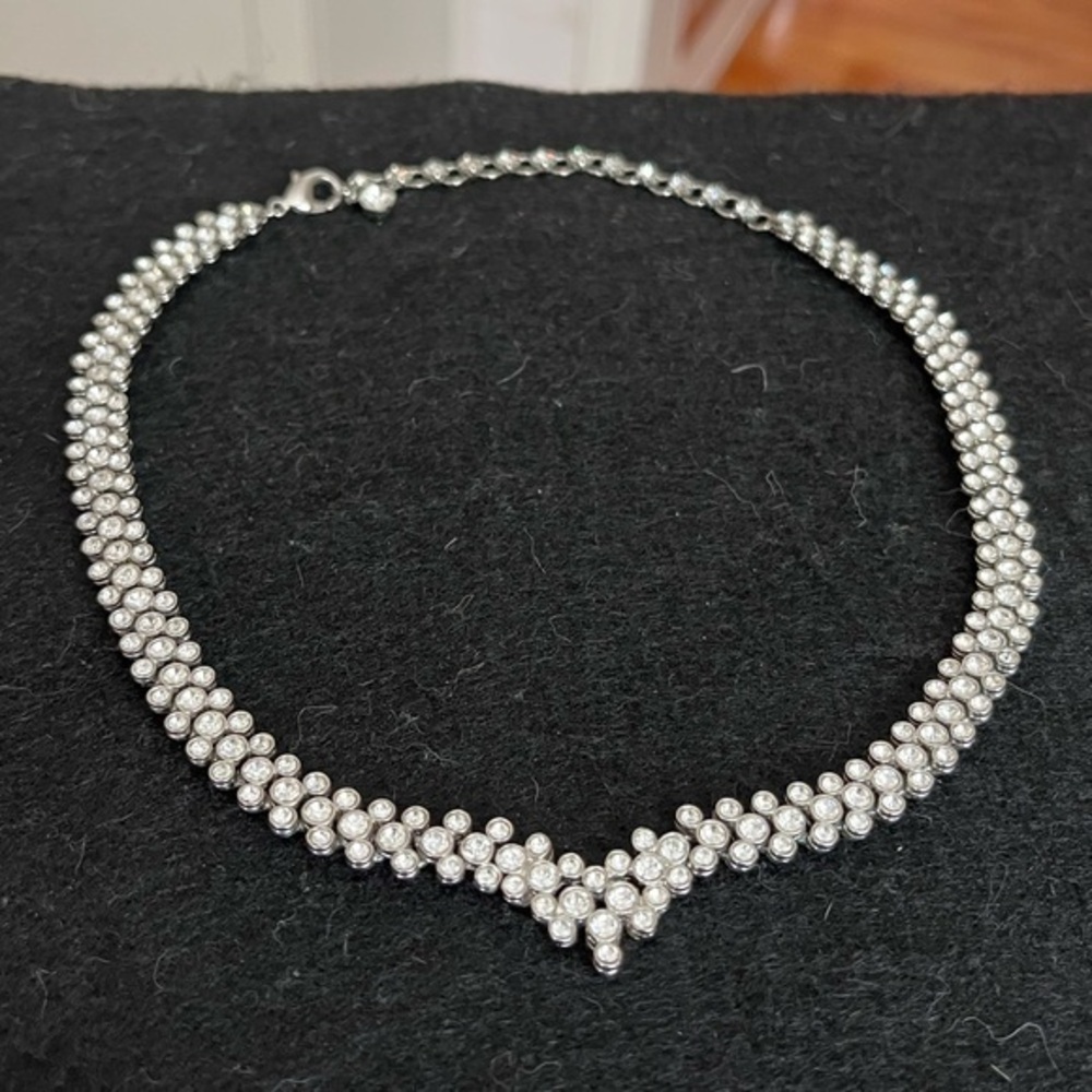 Elegant Vintage Costume Silver Rhinestone Necklace